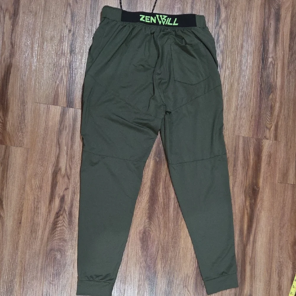 Zen Will Men's Dark Green Jogger Pants with Black Accents - Picture 7 of 8